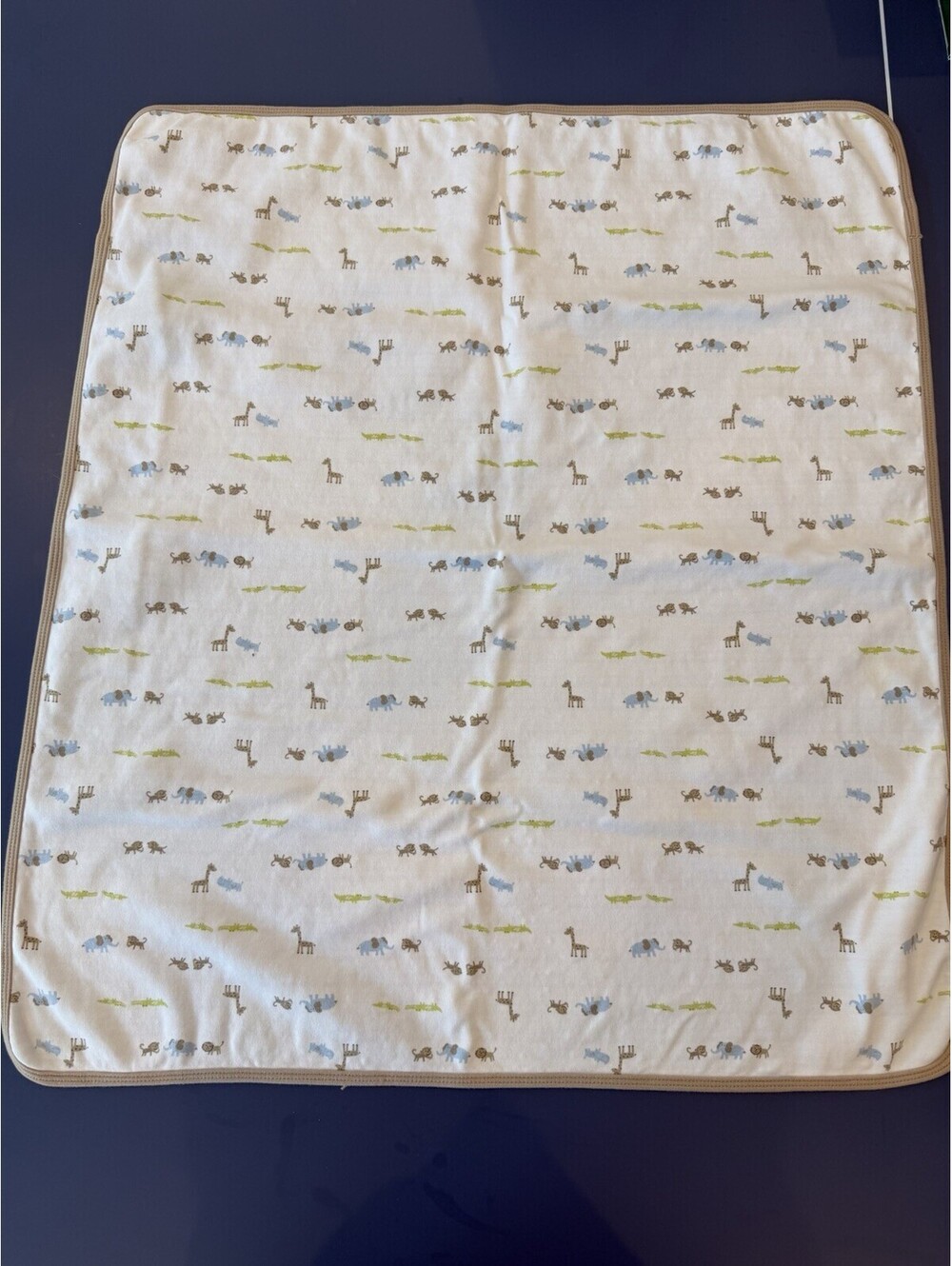 Carter’s Safari Animal Tan W/Stripes Blanket 100% Cotton Clean EUC